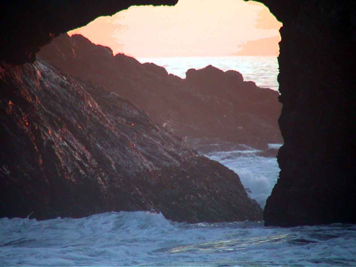 Mendocino Coast Viewed through Seastack Tunnel